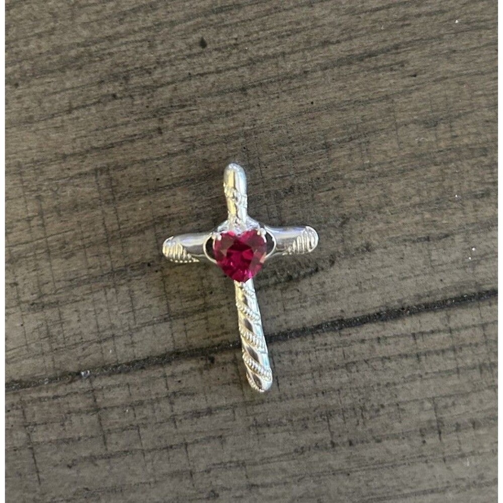 STS Sterling Silver Ruby Cross Pendant 3G